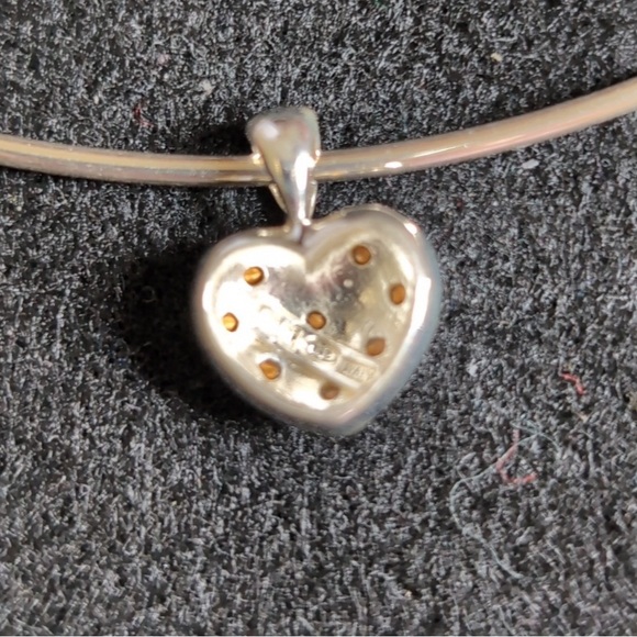 Sterling Silver Mexico Collar Wired Choker Necklace with Heart - Picture 3 of 5